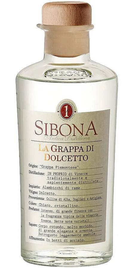 Grappa Sibona di Dolcetto Bianca holá lahev  40%0.50l