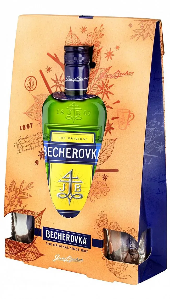 Likér Becherovka ORIGINAL + 2sklo gB 38%0.70l