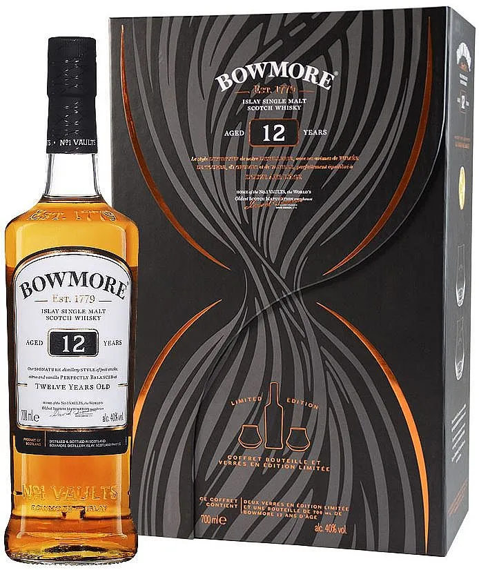 Whisky Bowmore 12y Limited + 2sklo  gB 40%0.70l