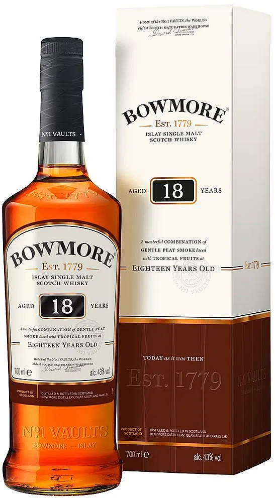 Whisky Bowmore 18y v bílo hnědé krabičce  43%0.70l